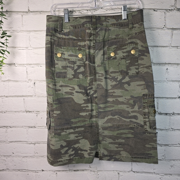 Vintage Faded Glory Green Camouflage A-Line With Cargo Skirt Womens Size 6 - Picture 2 of 5